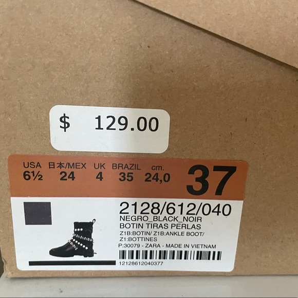 LAST ONE ZARA US 6.5 Pearl strap leather booties - Picture 2 of 16